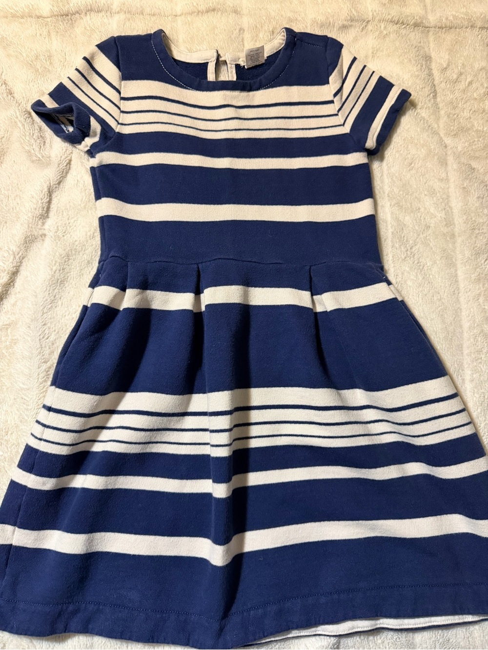 Crewcuts Navy and White Striped Fit-and-Flare Dress